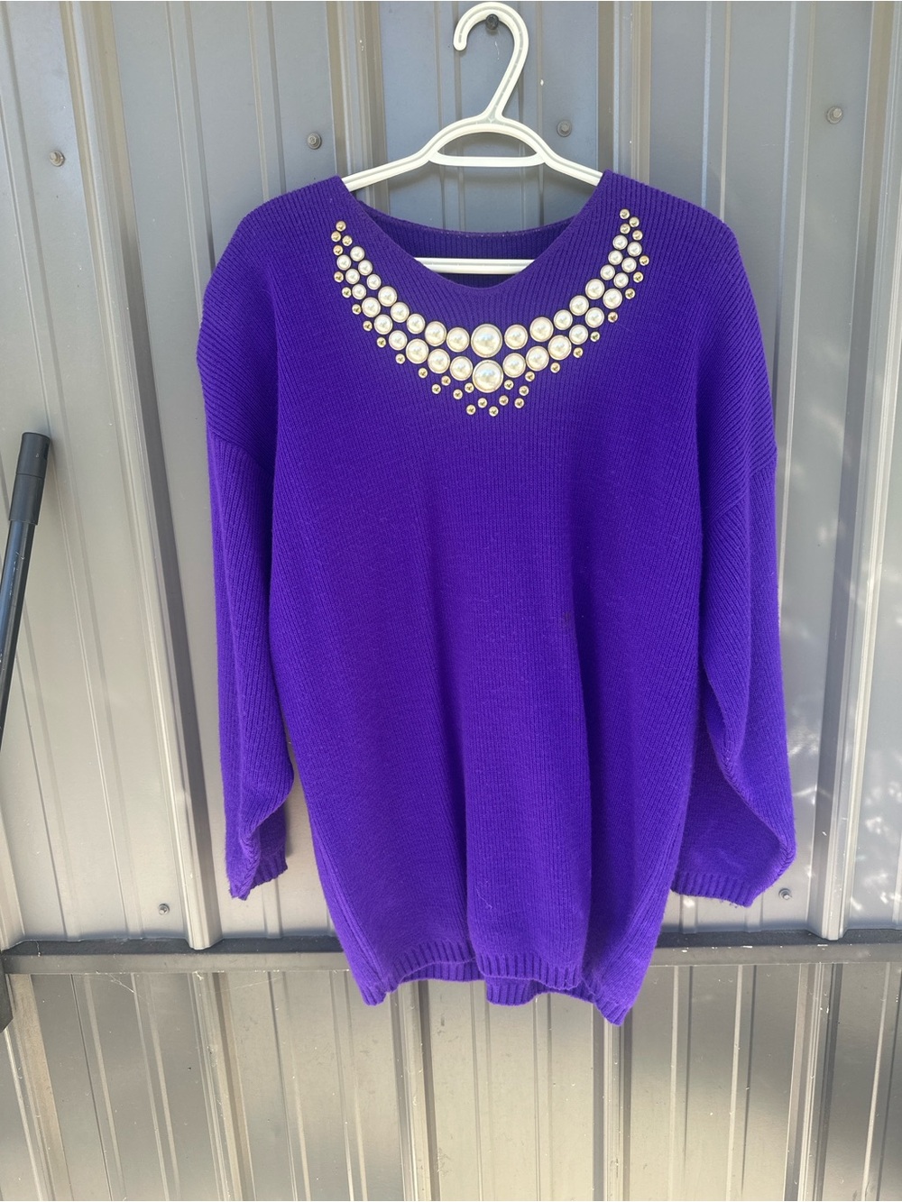 Purple Embellished Crewneck Sweater - Women's vintage